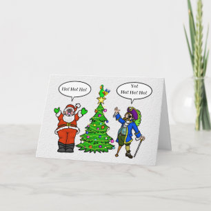 Santa und Pirat Lustige Ho! Ho! Ho! Weihnachtskart Feiertagskarte