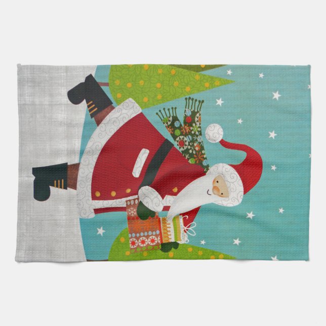 Santa und Presents Geschirrtuch (Horizontal)