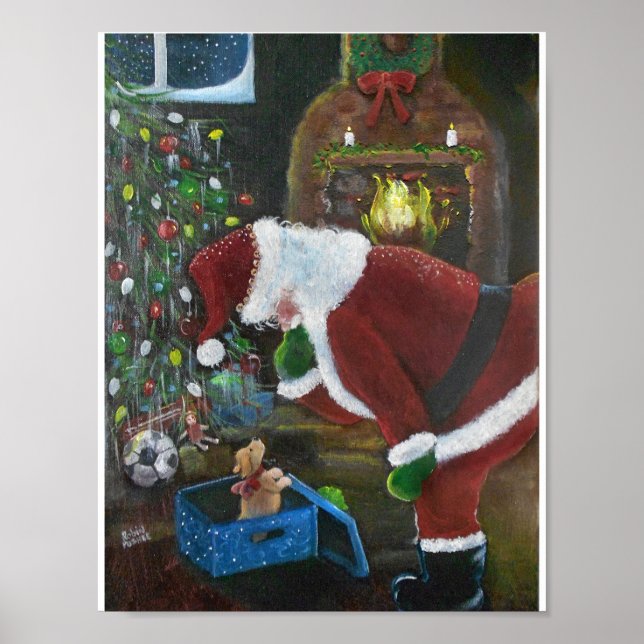 Santa und Puppy, Weihnachten Poster (Vorne)