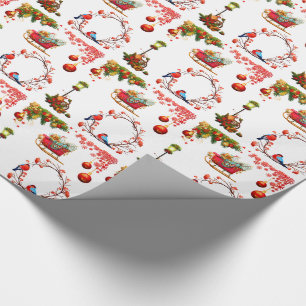 Santa und Red Sleigh Glossy Geschenkpapier