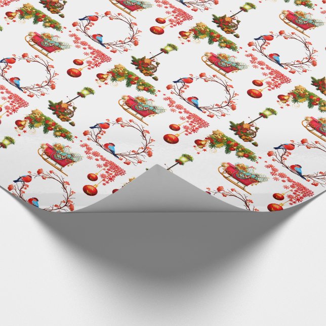 Santa und Red Sleigh Glossy Geschenkpapier (Ecke)