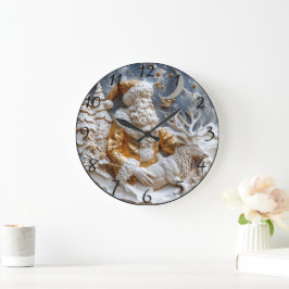 Santa und Reindeer Charm Große Wanduhr