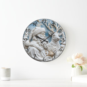 Santa und Reindeer Charm Große Wanduhr