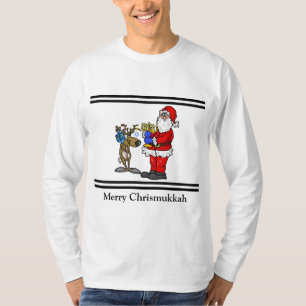 Santa und Reindeer Chrismukkah T - Shirt