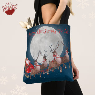SANTA UND REINDEER FLIEGEN ÜBER DEN MOND