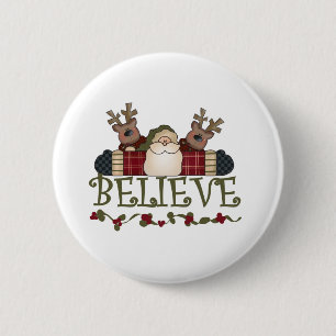Santa und Reindeer glauben Button