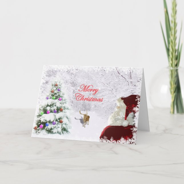 Santa und Reindeer Karte (Vorderseite)