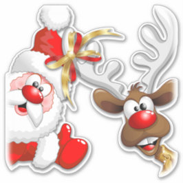 Santa und Reindeer Merry Christmassy Happy Cartoon Aufkleber