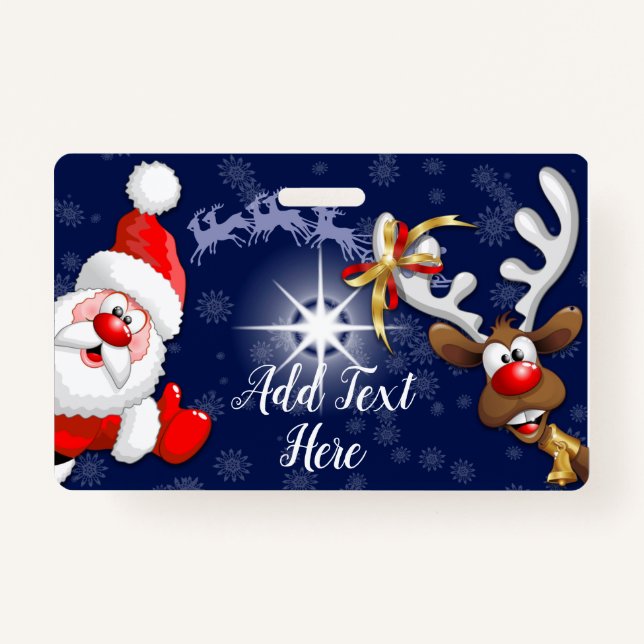 Santa und Reindeer Merry Christmassy Happy Cartoon Ausweis (Vorderseite)