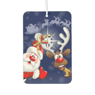 Santa und Reindeer Merry Christmassy Happy Cartoon Autolufterfrischer