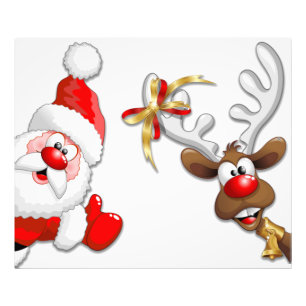 Santa und Reindeer Merry Christmassy Happy Cartoon Fotodruck