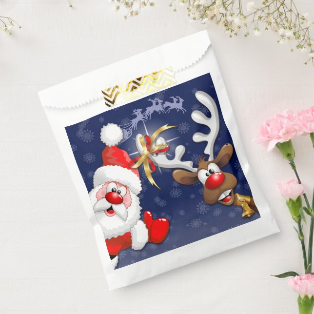 Santa und Reindeer Merry Christmassy Happy Cartoon Geschenktütchen (Versiegelt)