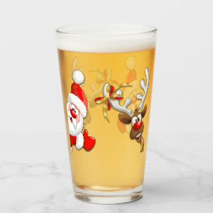 Santa und Reindeer Merry Christmassy Happy Cartoon Glas