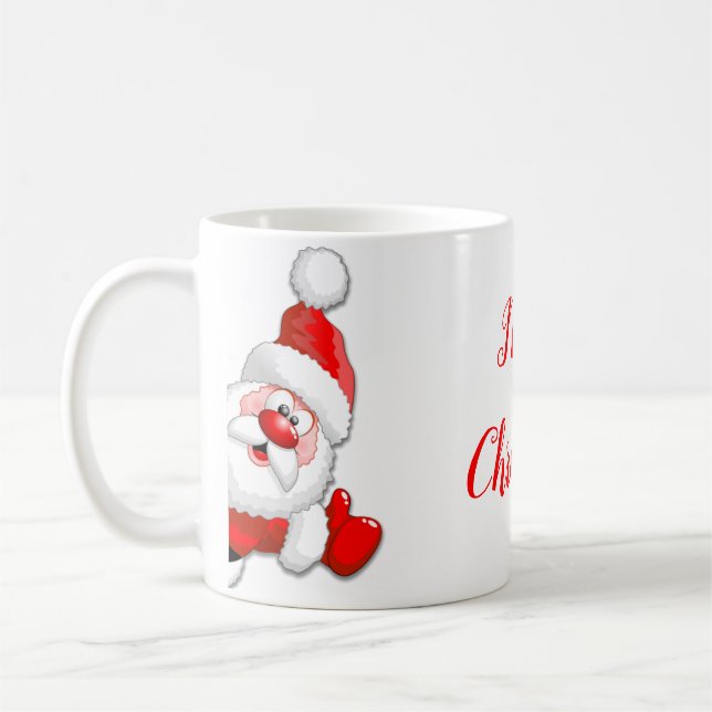 Santa und Reindeer Merry Christmassy Happy Cartoon Kaffeetasse (Links)