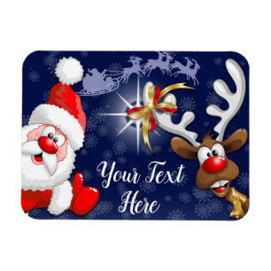 Santa und Reindeer Merry Christmassy Happy Cartoon Magnet