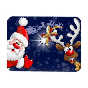 Santa und Reindeer Merry Christmassy Happy Cartoon Magnet