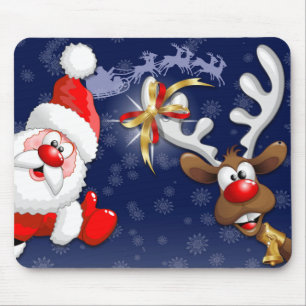 Santa und Reindeer Merry Christmassy Happy Cartoon Mousepad