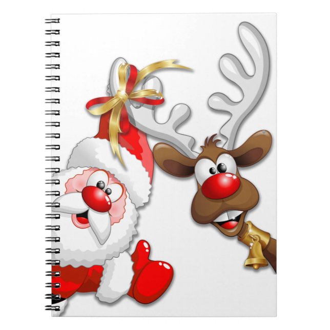 Santa und Reindeer Merry Christmassy Happy Cartoon Notizblock (Vorderseite)