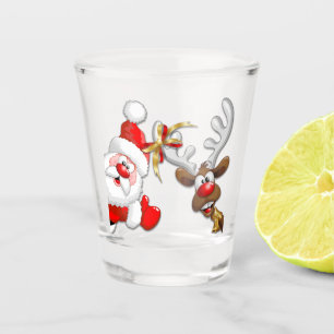 Santa und Reindeer Merry Christmassy Happy Cartoon Schnapsglas