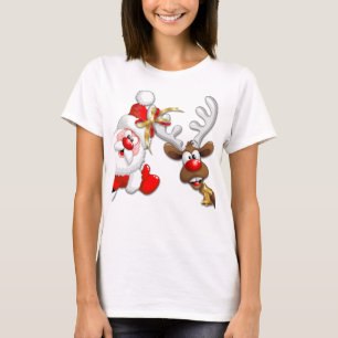 Santa und Reindeer Merry Christmassy Happy Cartoon T-Shirt