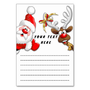Santa und Reindeer Merry Christmassy Happy Cartoon Tischnummer