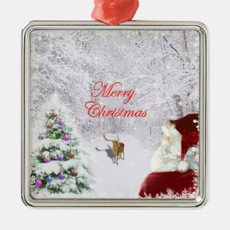 Santa und Reindeer Ornament Aus Metall