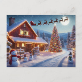 Santa und Reindeer Postkarte