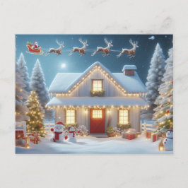 Santa und Reindeer Postkarte