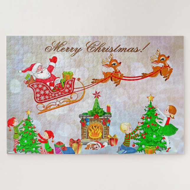 Santa und Reindeer Puzzle (Horizontal)