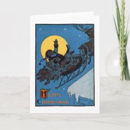 Santa und Reindeer Retro Vintager Feiertag Weihnac Feiertagskarte