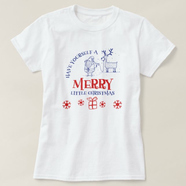 Santa und Reindeer T - Shirt (Design vorne)
