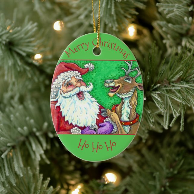SANTA- UND REINDEERKRISTMAS KERAMIK ORNAMENT (Baum)