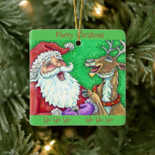 SANTA- UND REINDEERKRISTMAS KERAMIKORNAMENT