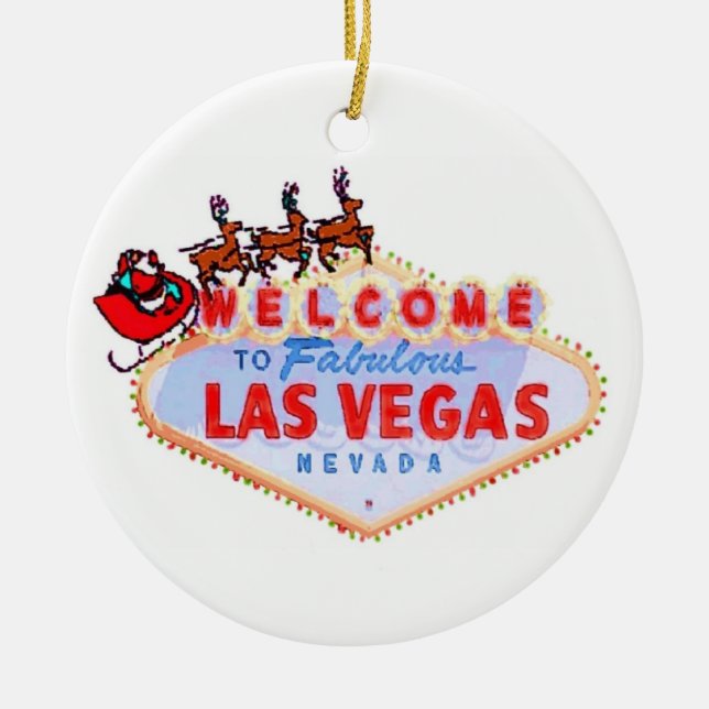 Santa und Rentier auf dem Pariser Las Vegas Keramikornament (Vorne)