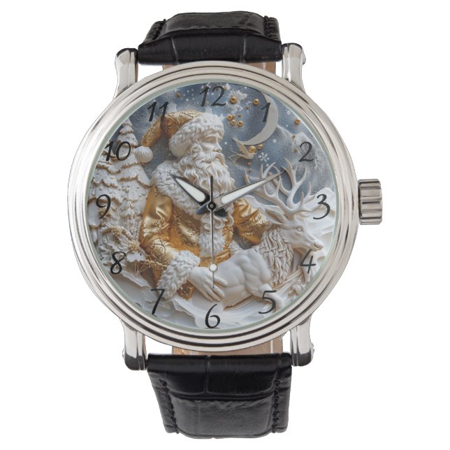 Santa und Rentier Charm Armbanduhr (Vorderseite)