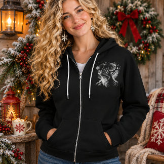 Santa und Rentier-Mondlicht-Weihnachts-Hoodie Hoodie