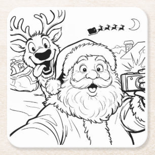 Santa und Rentier Selfie Untersetzer