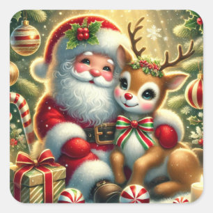 Santa und Rentiere Aufkleber