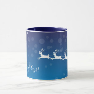 Santa und Rentiere - Blaues Weihnachten Tasse