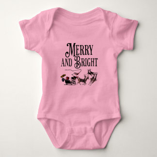 Santa und Rentiere Froh und Hell Baby-Body/ Baby Strampler