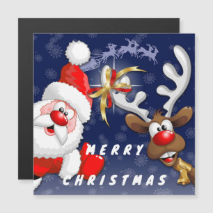 Santa und Rentiere Frohe Weihnachten Glücklicher C Magnetkarte