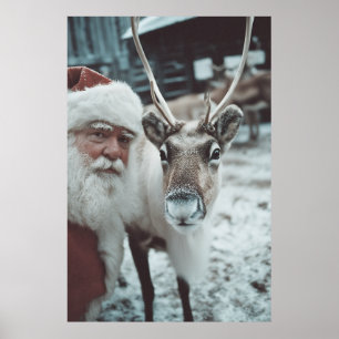 Santa und Rentiere Winterzauber Poster