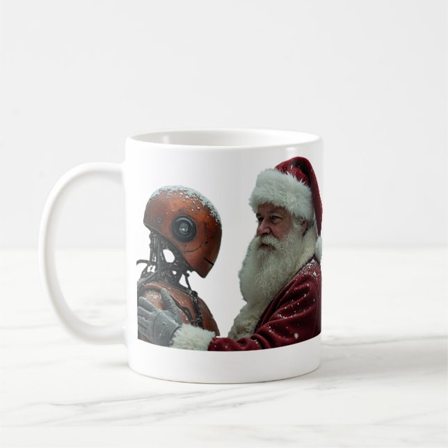 Santa und Robo-Elf Kaffeetasse (Links)