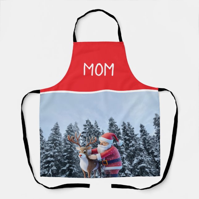 Santa und Rudolf Mama Koch-Schürze mit All-Over-Dr Schürze (Vorderseite)