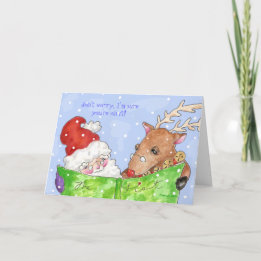 Santa und Rudolf mit List Card Feiertagskarte