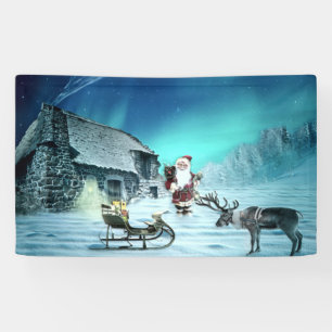 Santa und Rudolph mit Schlitten Banner