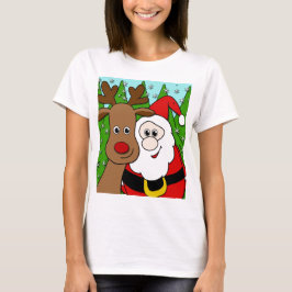 Santa und Rudolph selfie T-Shirt