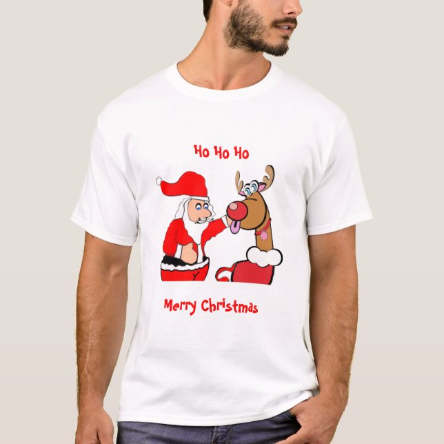 Santa und Rudolph T-Shirt (Vorderseite)