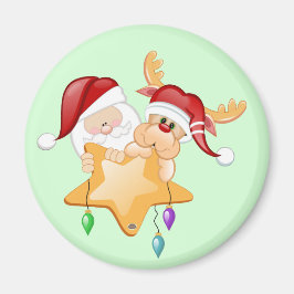 Santa und Rudy Star Magnet
