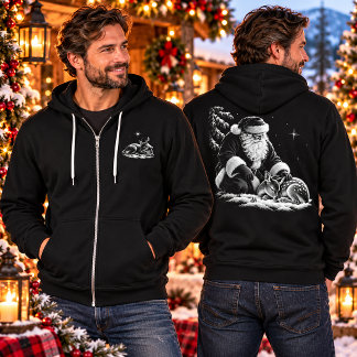 Santa und schlafendes Rehkitz Weihnachts-Hoodie Hoodie